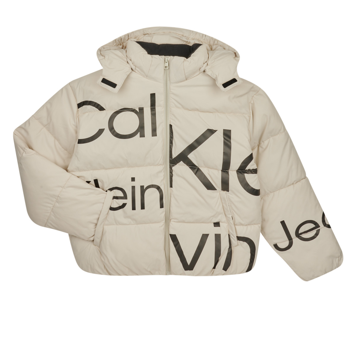 Calvin Klein Jeans Blanc BOLD INSTITUTIONAL LOGO PUFFER JACKET AIdaYEYa