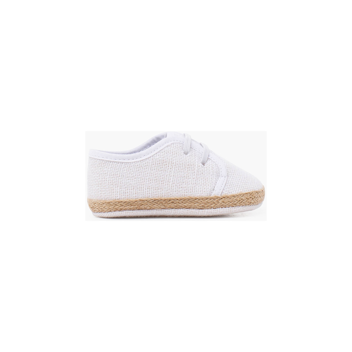 Pisamonas Blanc Chaussures pour bébé en lin et jute avec lacets élastiques 94w2rlq0